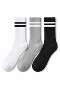 3-Pack Striped Crew Socks Set