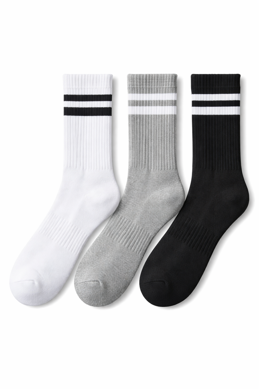 3-Pack Striped Crew Socks Set