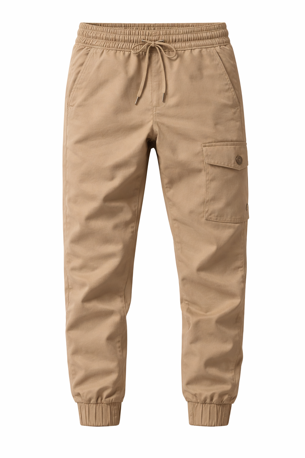 Khaki Cargo Jogger Pants with Drawstring