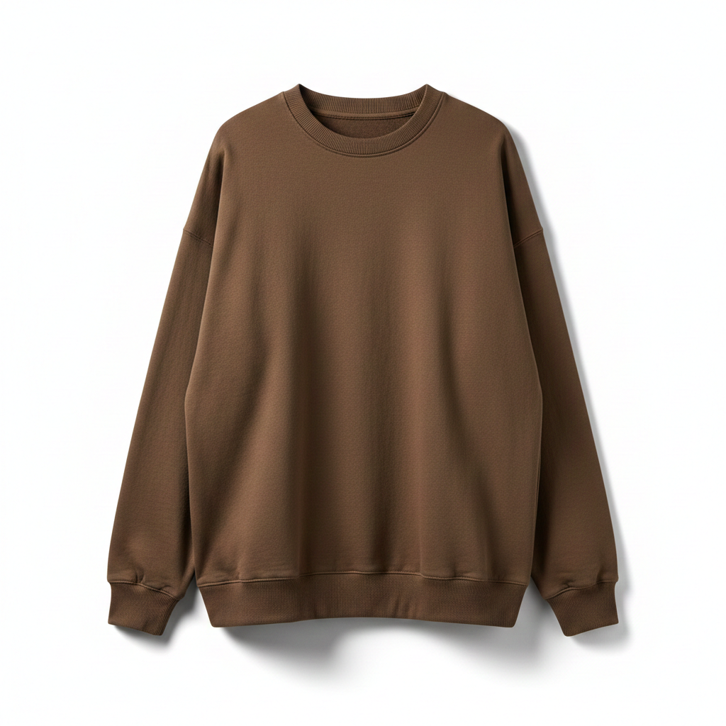 Oversized Espresso Brown Fleece Crewneck Sweatshirt